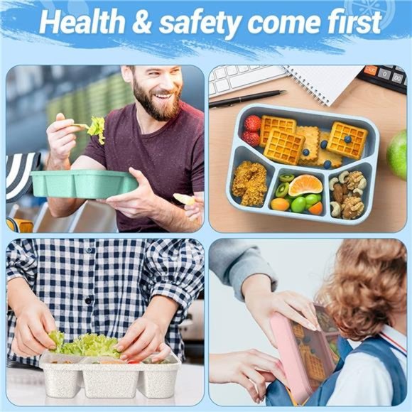 Lunch Box for Kids (4 Pack), 4-Compartment Meal Prep Food Storage Containers - Picture 7 of 7